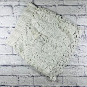 Blu Pepper Vintage White Lace Mini Skirt Smocked Waist BA3540 Womens Size S NWT